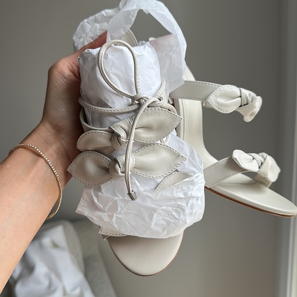 NIB SCHUTZ Alia High Nappa Leather Sandal - 8.5 / Pearl / Nappa Leather - Picture 6 of 8